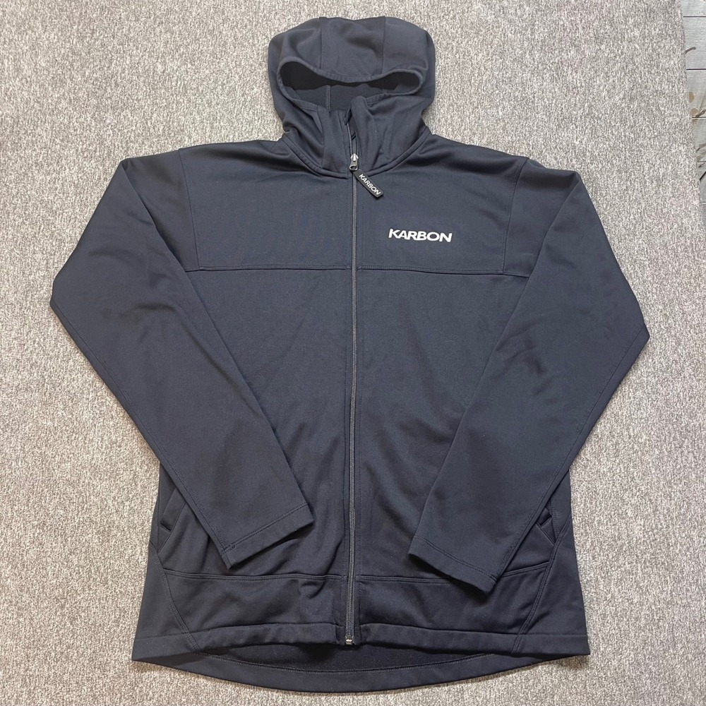 Karbon Mens Black Full Zip‎ Hoodie Jacket Size XL Polyester Athleisure
